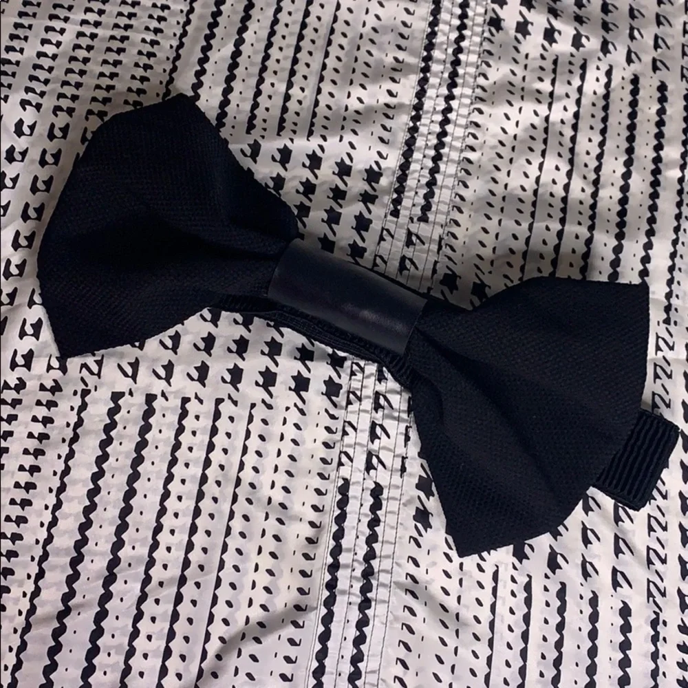 Large Black Fabric Oversized Bow Elastic Belt Snap Back women’s